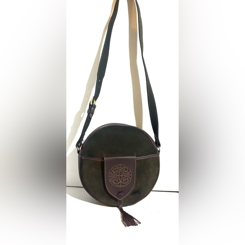 Vintage handmade Green and Brown Crossbody Bag